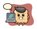 Mascot illustration of cracker with a laptop