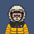 Mascot illustration of a dog wearing winter sportswear