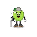 Mascot Illustration of green apple fisherman