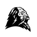 Head of Angry Bigfoot or Sasquatch Mascot Black and White Retro Style Royalty Free Stock Photo