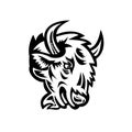 Head of an Angry North American Bison or American Buffalo Mascot Black and White Royalty Free Stock Photo