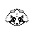 Head of a Japanese Raccoon Dog or Tanuki Front View Mascot Black and White