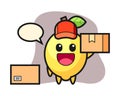 Mascot illustration of lemon as a courier Royalty Free Stock Photo