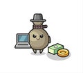 Mascot Illustration of money sack as a hacker Royalty Free Stock Photo