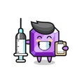 Mascot Illustration of purple gemstone as a doctor