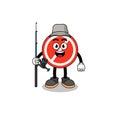 Mascot Illustration of stop sign fisherman