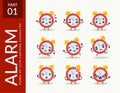Mascot images of the Alarm clock. First set. Vector Illustration Royalty Free Stock Photo