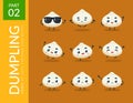 Mascot images of the Cute Dumpling. Second set. Vector Illustration