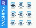 Mascot images of the Washing Machine. Second set. Vector Illustration