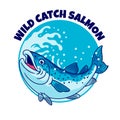 Mascot Logo of Cartoon Salmon Fish