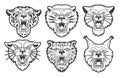 Mascot Logo Collection. Head Of Leopards, Lion, Lunx, Tiger Isolated Illustration Royalty Free Stock Photo