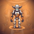 Modern Cowboy Robot: Mascot Logo and Gaming Design Vector for Esport and Sport Team - Unique Illustration for T-Shirt Printing!