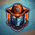 Sporty Cowboy Robot: Mascot Logo and Gaming Design Vector - Esport Team\'s Style with T-Shirt Prints and Illustrations! Royalty Free Stock Photo