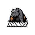 Rhinos Logo Design, Mascot Logo Design Template for Sports Teams