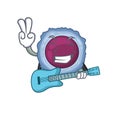 A mascot of lymphocyte cell performance with guitar