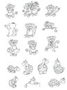 Mascot monkeys and turtles chine coloring for kids