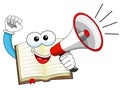 Mascot open book speaking megaphone isolated