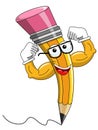 Mascot Pencil showing biceps isolated