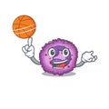 A mascot picture of eosinophil cell cartoon character playing basketball