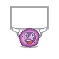 A mascot picture of eosinophil cell raised up board