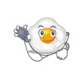 A mascot picture of fried egg cartoon as a Doctor with tools