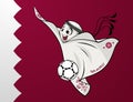 The mascot of the Qatar World Cup 2022. Funny ghost. The symbol of a football event