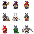 Mascot set bundle halloween horn beetle