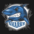 Mascot Sharks - emblem for a sport team. Royalty Free Stock Photo