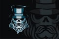 Skull with magician hat mascot logo