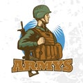 Mascot of Soldier with a rifle. Army special force sign