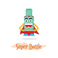 Mascot super hero cheerful bottle