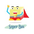 Mascot super hero cheerful box