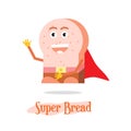 Mascot super hero cheerful bread