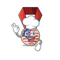 Mascot usa medal in the character chef