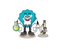 Mascot of verified sign as a scientist