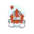 Mascot winter house a cartoon isolated angry