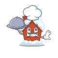 Mascot winter house a cartoon isolated chef holding food