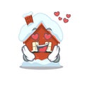 Mascot winter house a cartoon isolated in love