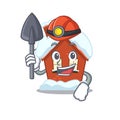 Mascot winter house a cartoon isolated miner