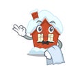 Mascot winter house a cartoon isolated waiter