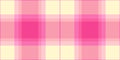 Masculine background plaid seamless, blank vector check texture. Border textile pattern tartan fabric in pink and lemon chiffon