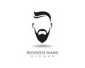 masculine beard black hair geek logo and symbol