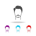 masculine hairstyle and mustache. Elements of barber in multi colored icons. Premium quality graphic design icon. Simple icon for