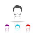 masculine hairstyle and mustache. Elements of barber in multi colored icons. Premium quality graphic design icon. Simple icon for