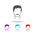 masculine hairstyle and mustache. Elements of barber in multi colored icons. Premium quality graphic design icon. Simple icon for