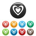 Masculine heart icons set color vector