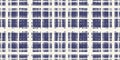 Masculine indigo tartan linen seamless border. All over print of navy blue lodge plain cotton plaid ribbon.