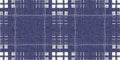 Masculine indigo tartan linen seamless border. All over print of navy blue lodge plain cotton plaid ribbon.