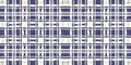 Masculine indigo tartan linen seamless border. All over print of navy blue lodge plain cotton plaid ribbon.