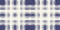 Masculine indigo tartan linen seamless border. All over print of navy blue lodge plain cotton plaid ribbon.